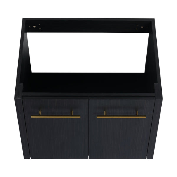 English Elm 24 Inch Wall-Mounted Bathroom Vanity Set With Thick Resin Sink, Storage Rack & Soft-Close Doors W999S00366