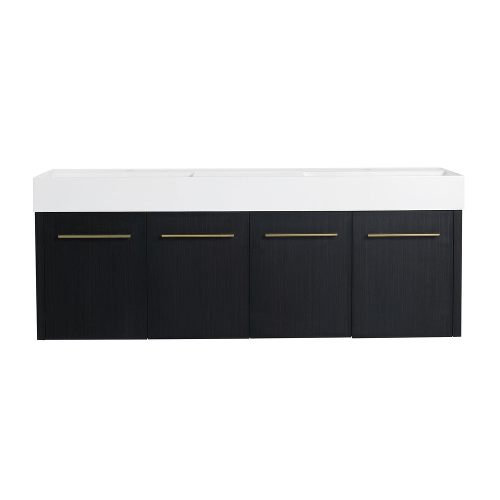 English Elm 60 Inch Wall-mounted Bathroom Vanity Cabinet BVB09160BCT — Soft-Closing Doors, Water-Resistant Plywood, Modern Ergonomic Design W999P174665