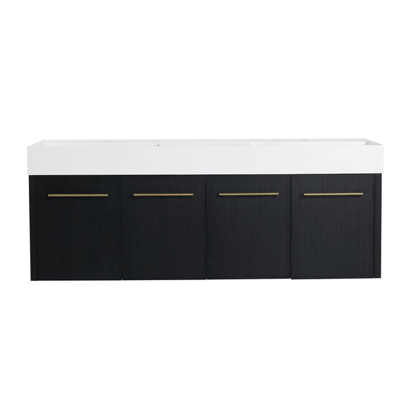 English Elm 60 Inch Wall-mounted Bathroom Vanity Cabinet BVB09160BCT — Soft-Closing Doors, Water-Resistant Plywood, Modern Ergonomic Design W999P174665