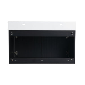 English Elm 36 Inch Wall-Mounted Bathroom Vanity Set With Thick Resin Sink, Storage Rack & Soft-Close Hinges W999S00369