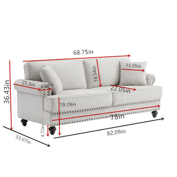 English Elm 82" Chenille Two Seat Loveseat with Nailhead Trim Plush Foam Living Room Sofa W1708S00017