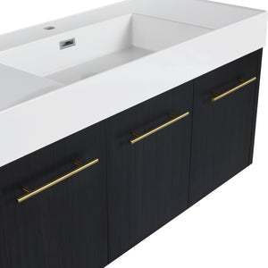 English Elm 48 Inch Wall-Mounted Bathroom Vanity With Thick Resin Sink, Soft-Close Doors, Kd Package Included W999S00160