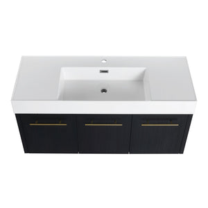 English Elm 48 Inch Wall-Mounted Bathroom Vanity With Thick Resin Sink, Soft-Close Doors, Kd Package Included W999S00160