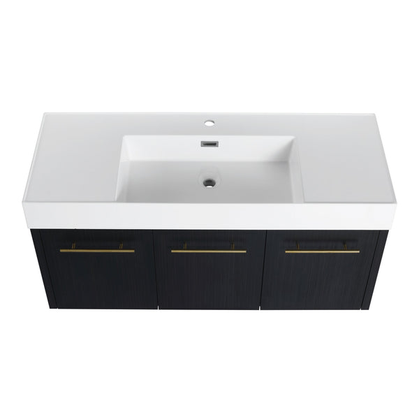 English Elm 48 Inch Wall-Mounted Bathroom Vanity With Thick Resin Sink, Soft-Close Doors, Kd Package Included W999S00160