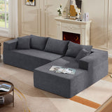 English Elm L-Shape Modular Sectional Living Room Sofa Set Upholstered Sleeper Sofa For Living Room,16.53 Inch Cushion Heightening, 2 Piece Free Combination Sofa For Apartment,Grey