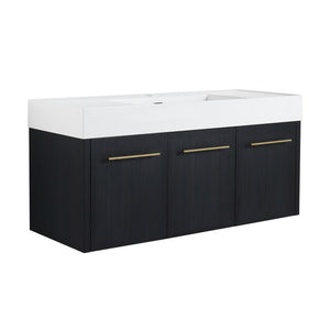English Elm 48 Inch Wall-Mounted Bathroom Vanity With Thick Resin Sink, Soft-Close Doors, Kd Package Included W999S00160