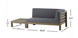 English Elm Oana Solid Acacia Corner Bench Outdoor Sectional Seating with Water Resistant Cushion 59102.00DGY-64496.00GRY