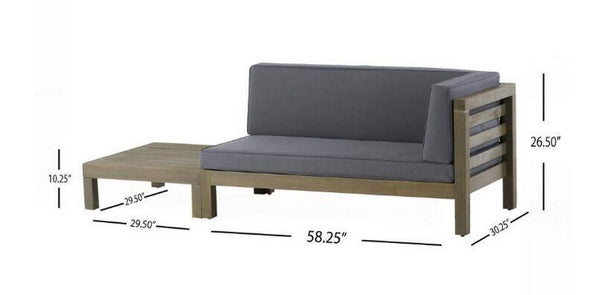 English Elm Oana Solid Acacia Corner Bench Outdoor Sectional Seating with Water Resistant Cushion 59102.00DGY-64496.00GRY