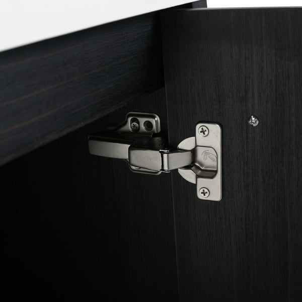 English Elm 24 Inch Wall-Mounted Bathroom Vanity Set With Thick Resin Sink, Storage Rack & Soft-Close Doors W999S00366