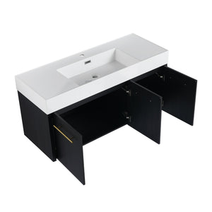 English Elm 48 Inch Wall-Mounted Bathroom Vanity With Thick Resin Sink, Soft-Close Doors, Kd Package Included W999S00160