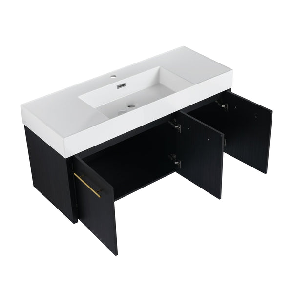 English Elm 48 Inch Wall-Mounted Bathroom Vanity With Thick Resin Sink, Soft-Close Doors, Kd Package Included W999S00160