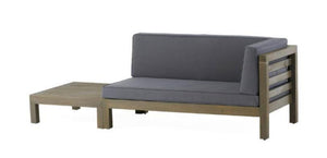 English Elm Oana Solid Acacia Corner Bench Outdoor Sectional Seating with Water Resistant Cushion 59102.00DGY-64496.00GRY