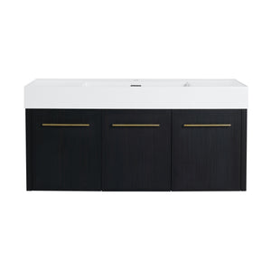 English Elm 48 Inch Wall-Mounted Bathroom Vanity With Thick Resin Sink, Soft-Close Doors, Kd Package Included W999S00160