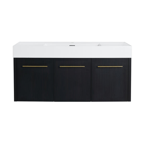 English Elm 48 Inch Wall-Mounted Bathroom Vanity With Thick Resin Sink, Soft-Close Doors, Kd Package Included W999S00160