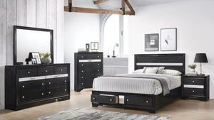 English Elm Traditional Full 5PC Storage Bedroom Set in Black — Engineered Wood Bed w/ Drawers, Dresser & Mirror B009S01344