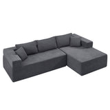 English Elm L-Shape Modular Sectional Living Room Sofa Set Upholstered Sleeper Sofa For Living Room,16.53 Inch Cushion Heightening, 2 Piece Free Combination Sofa For Apartment,Grey