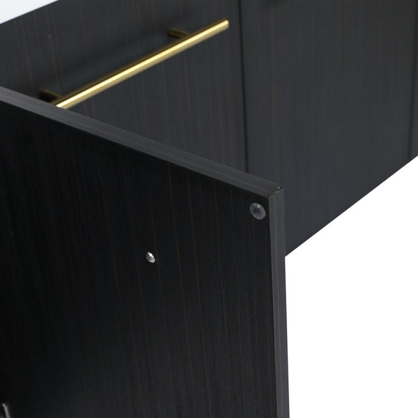English Elm 60 Inch Wall-Mounted Bathroom Vanity With Double Resin Sink & Stylish Storage Rack, Easy Assembly W999S00372