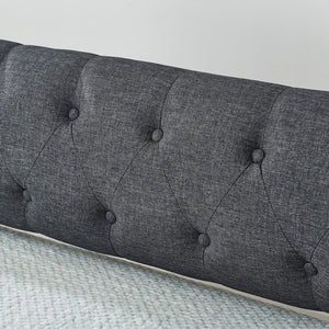 English Elm Spare Twin Linen Daybed with Trundle Usb Port Tufted Mid-century Modern Design W1413124456