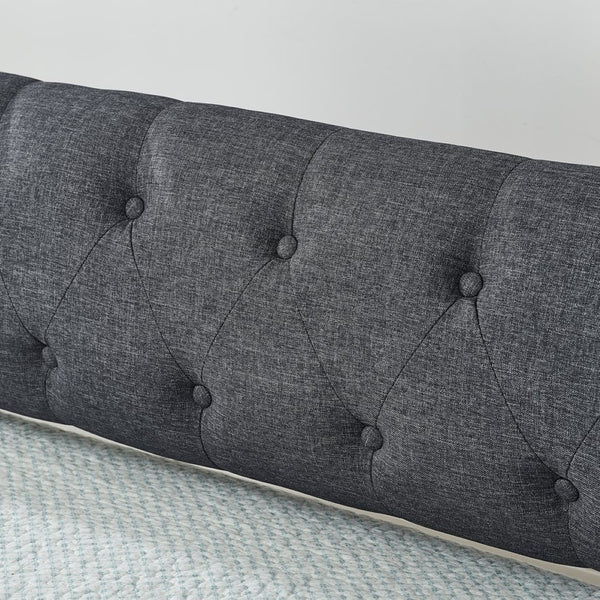 English Elm Spare Twin Linen Daybed with Trundle Usb Port Tufted Mid-century Modern Design W1413124456