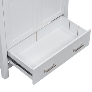 English Elm 30" White Bathroom Vanity with Single Sink — Solid Wood Frame, Soft-Close Doors, Drawer Dividers, Spacious Storage WF324043AAK