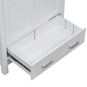 English Elm Modern 48 Inch Freestanding Bathroom Vanity Dual Ceramic Sinks Soft Close Gold Handles White N729P000001K