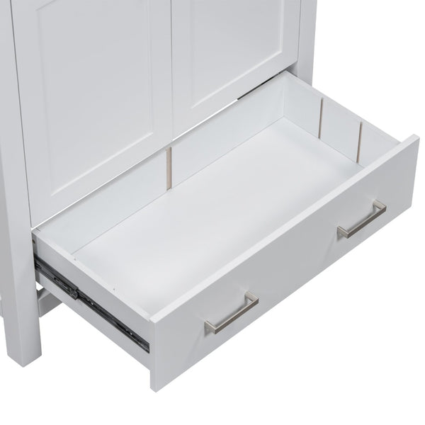 English Elm Modern 48 Inch Freestanding Bathroom Vanity Dual Ceramic Sinks Soft Close Gold Handles White N729P000001K