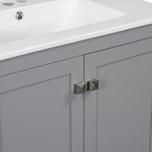 English Elm 30" Gray Bathroom Vanity with Undermount Sink, Solid Wood Frame, Soft-Closing Doors & Drawer Organizer, Spacious Storage, Transitional Design WF324043AAE