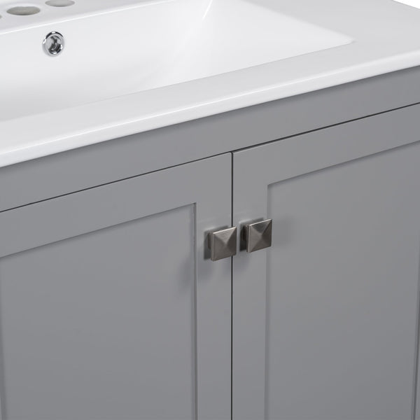 English Elm 30" Gray Bathroom Vanity with Undermount Sink, Solid Wood Frame, Soft-Closing Doors & Drawer Organizer, Spacious Storage, Transitional Design WF324043AAE