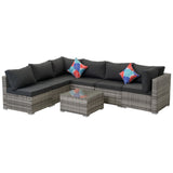 English Elm 7 Piece Outdoor Pe Wicker Furniture Set, Patio Black Rattan Sectional Sofa Couch With Washable Cushions