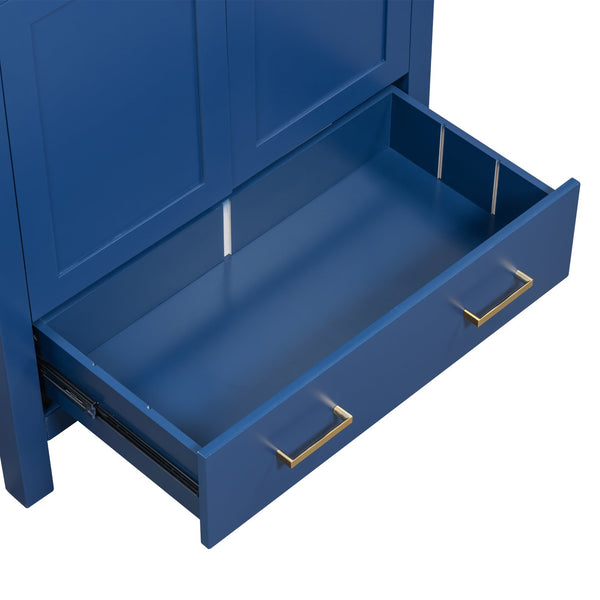 English Elm 30" Blue Bathroom Vanity - Solid Wood 30"W Transitional Undermount Sink Cabinet with Soft-Close Doors, Drawer Storage, Waterproof Finish WF324043AAC