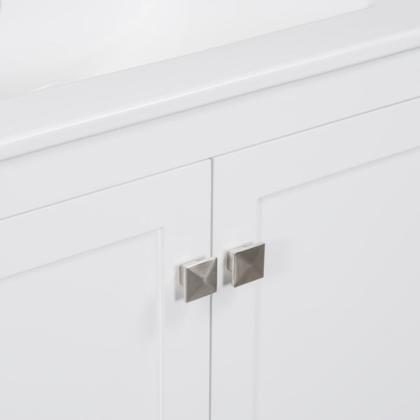English Elm 30" White Bathroom Vanity with Single Sink — Solid Wood Frame, Soft-Close Doors, Drawer Dividers, Spacious Storage WF324043AAK