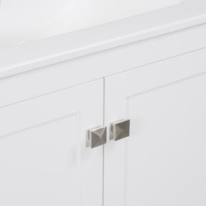 English Elm Modern 48 Inch Freestanding Bathroom Vanity Dual Ceramic Sinks Soft Close Gold Handles White N729P000001K