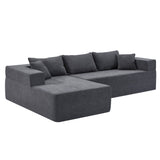 English Elm L-Shape Modular Sectional Living Room Sofa Set Upholstered Sleeper Sofa For Living Room,16.53 Inch Cushion Heightening, 2 Piece Free Combination Sofa For Apartment,Grey