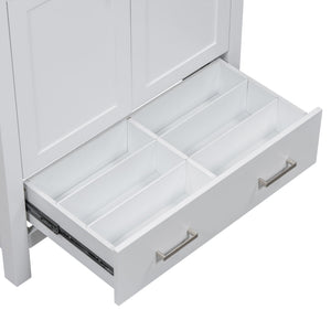 English Elm 30" White Bathroom Vanity with Single Sink — Solid Wood Frame, Soft-Close Doors, Drawer Dividers, Spacious Storage WF324043AAK