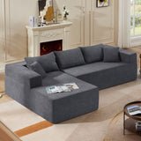 English Elm L-Shape Modular Sectional Living Room Sofa Set Upholstered Sleeper Sofa For Living Room,16.53 Inch Cushion Heightening, 2 Piece Free Combination Sofa For Apartment,Grey