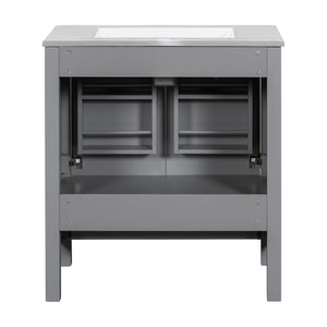 English Elm 30" Gray Bathroom Vanity with Undermount Sink, Solid Wood Frame, Soft-Closing Doors & Drawer Organizer, Spacious Storage, Transitional Design WF324043AAE