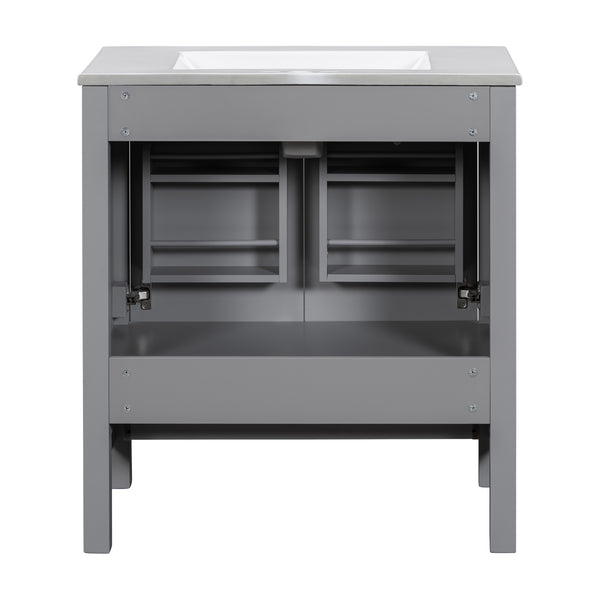 English Elm 30" Gray Bathroom Vanity with Undermount Sink, Solid Wood Frame, Soft-Closing Doors & Drawer Organizer, Spacious Storage, Transitional Design WF324043AAE