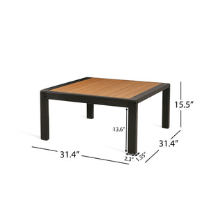 English Elm Christopher Knight Home® - Giovanna V Shape Coffee Table - Black Anodized Aluminum Frame, WPC Weatherproof Top, Minimalist Outdoor Appeal WF532451BLK