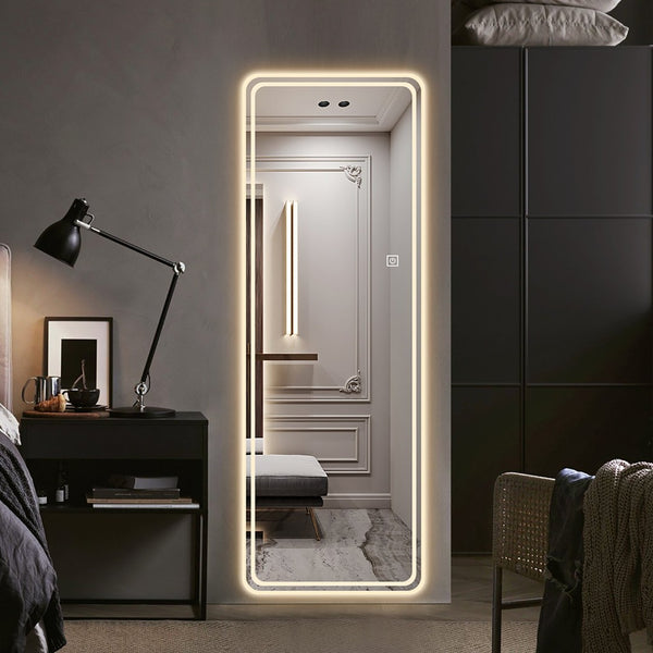 English Elm 65"x24" Led Full Length Wall Mirror Dimmable 3 Color Modes Vanity Bedroom W2071P180840