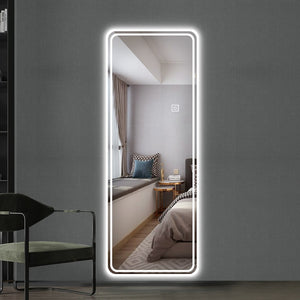 English Elm 65"x24" Led Full Length Wall Mirror Dimmable 3 Color Modes Vanity Bedroom W2071P180840