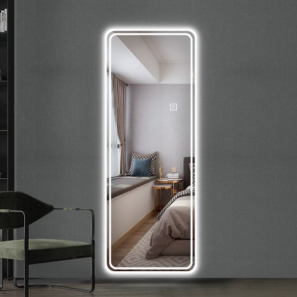 English Elm 65"x24" Led Full Length Wall Mirror Dimmable 3 Color Modes Vanity Bedroom W2071P180840