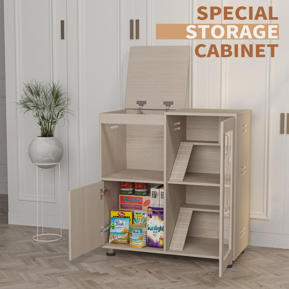 English Elm Guinea Pig Solid Wood Habitat with Acrylic View Panel and Built in Storage Cabinet Wood W1850P168633
