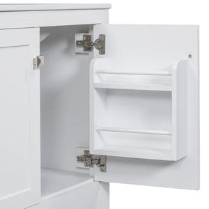 English Elm 30" White Bathroom Vanity with Single Sink — Solid Wood Frame, Soft-Close Doors, Drawer Dividers, Spacious Storage WF324043AAK