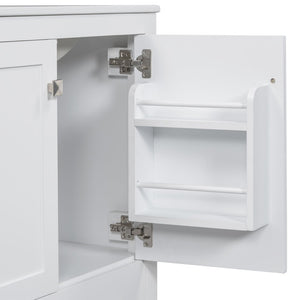English Elm Modern 48 Inch Freestanding Bathroom Vanity Dual Ceramic Sinks Soft Close Gold Handles White N729P000001K