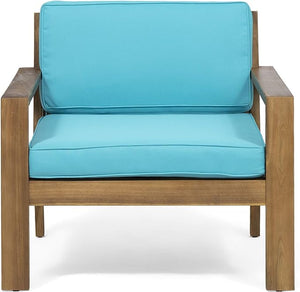 English Elm Christopher Knight Home® - SANTA club chair set with wire-brushed wood finish, slat paneling and water-resistant cushions, stylish lounging Teak 63663.00F-2_63663.00TS-2