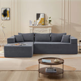 English Elm L-Shape Modular Sectional Living Room Sofa Set Upholstered Sleeper Sofa For Living Room,16.53 Inch Cushion Heightening, 2 Piece Free Combination Sofa For Apartment,Grey