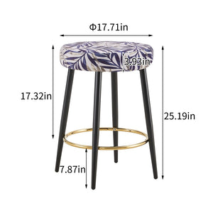 English Elm Counter Height Stools Set of 2 Faux Leather Seats Matte Steel Legs Gold Footrest Black And Silver W370P149792
