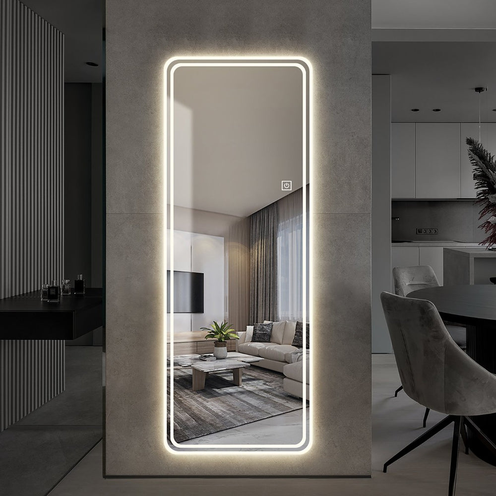 English Elm 65"x24" Led Full Length Wall Mirror Dimmable 3 Color Modes Vanity Bedroom W2071P180840