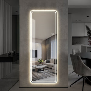 English Elm 65"x24" Led Full Length Wall Mirror Dimmable 3 Color Modes Vanity Bedroom W2071P180840