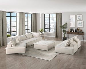 English Elm Living Tufted Inman Modular Armless Accent Chair with Bolster Pillow Beige Boucle Upholstered, 40" B011P180908